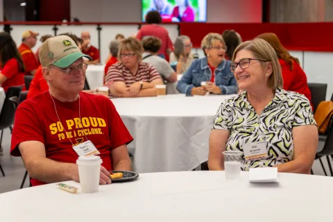 County extension council members visit at the Extension Council Day on Campus