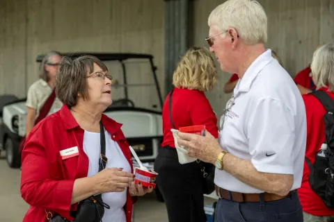 Director of Field Operations Janet Smith talks with a council member